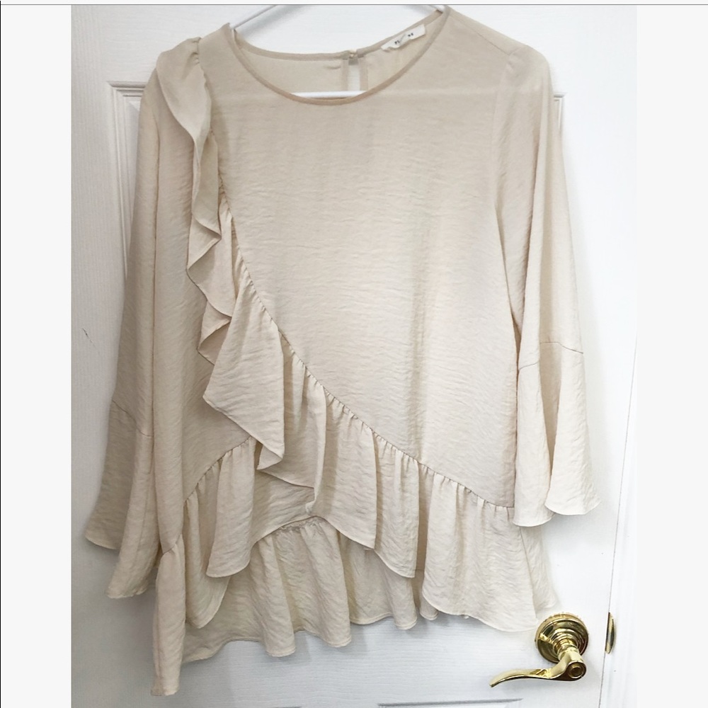 Cream Blouse with Ruffles
